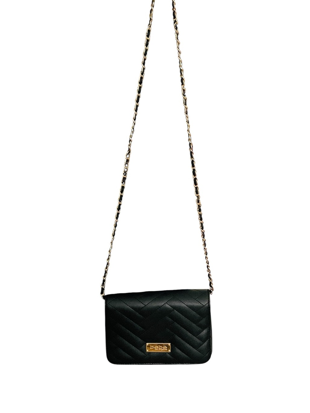 Bebe Black Quilted Chevron Chain Crossbody Clutch Bag